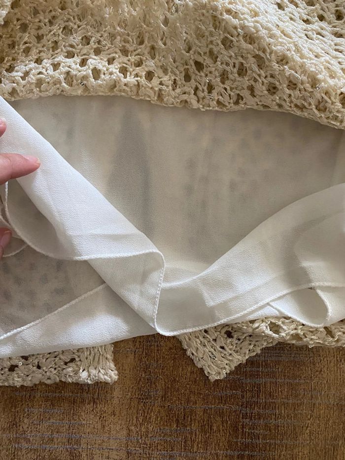 🌾 Pull ajouré écru – effet crochet - taille 36 - Solange - photo numéro 6