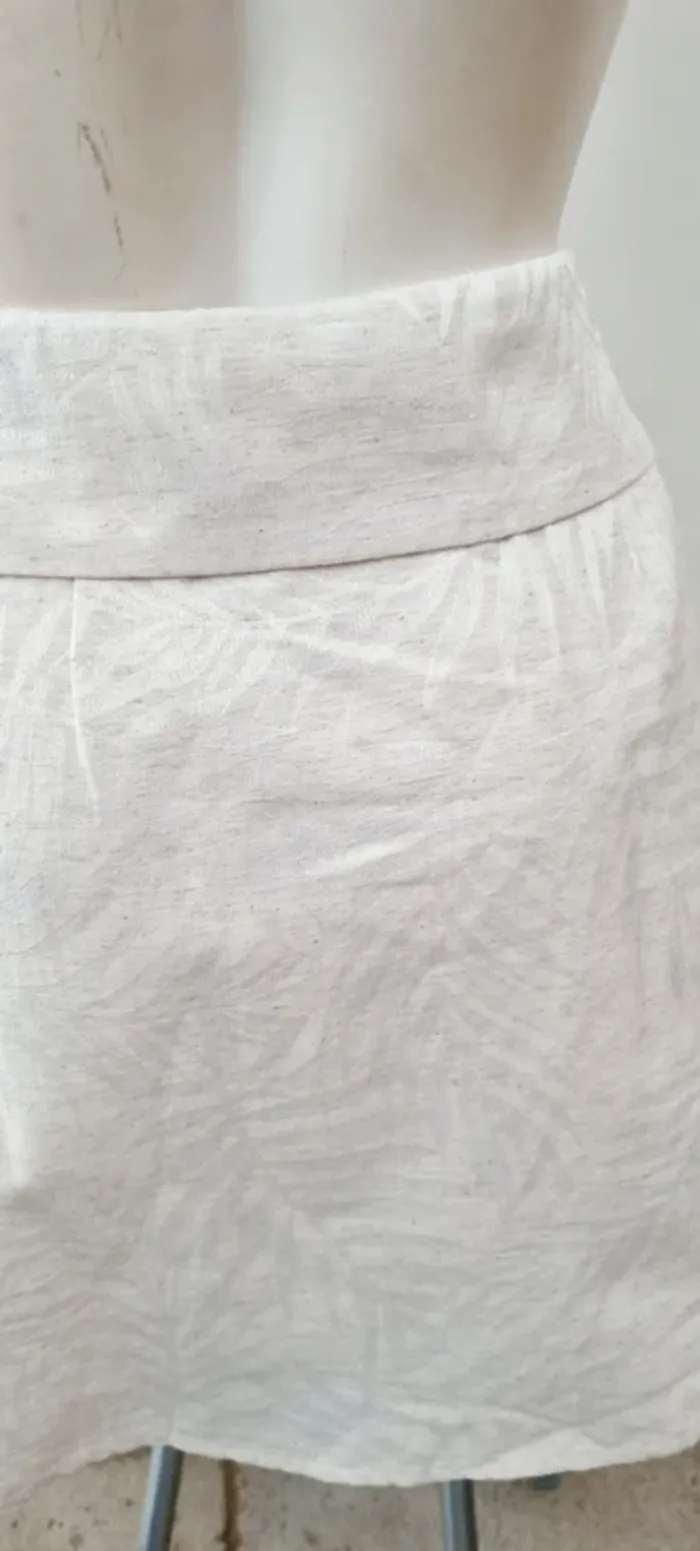 Jupe portefeuille beige naf naf 38 imprimée tropical neuve - photo numéro 5
