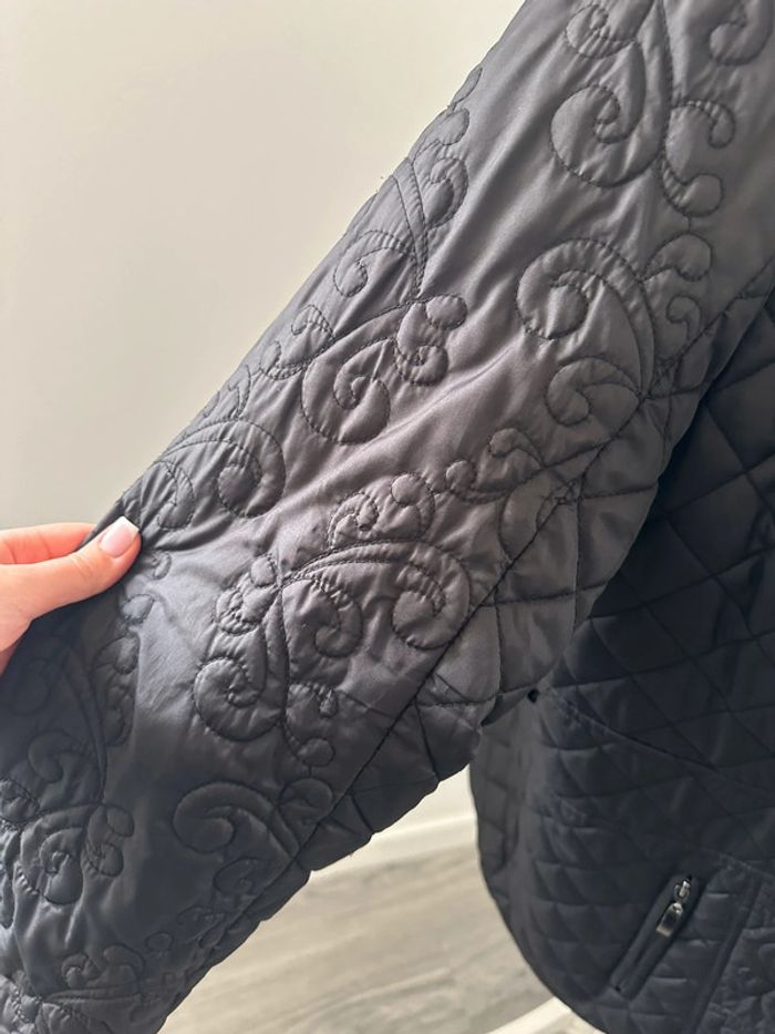 Veste matelassée noire broderies fleurs Anne Weybrun Vintage T44/46 2XL/3XL - photo numéro 5