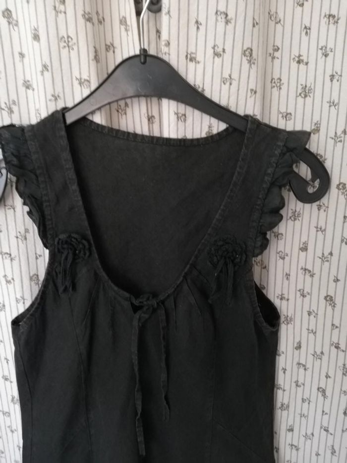 Robe bohème en lin noir T 36 - photo numéro 2