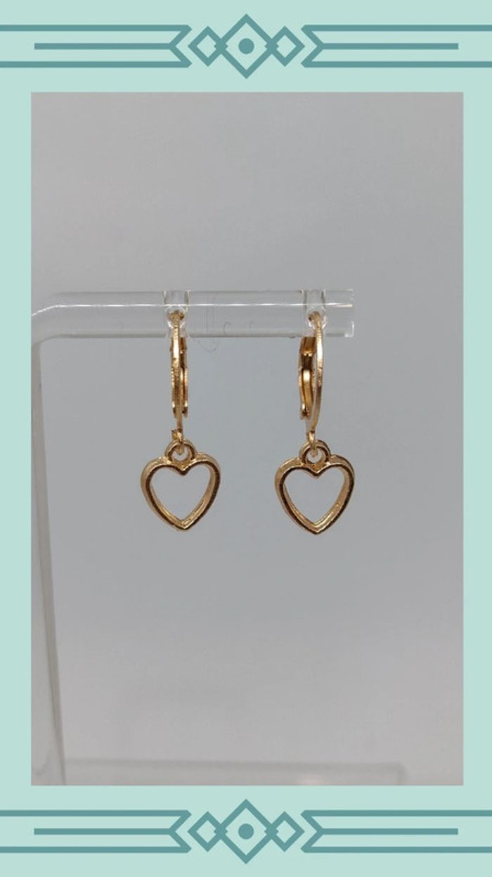 🍄 boucles d'oreilles doré cœur - photo numéro 2