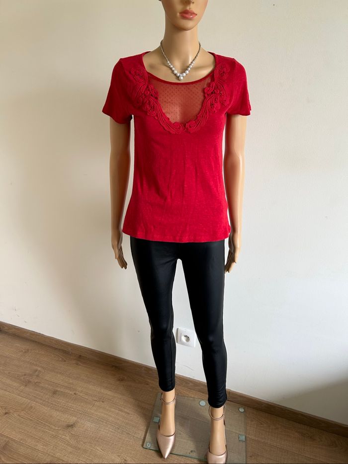 Teeshirt rouge à manches courtes Morgan taille S bon état - photo numéro 3