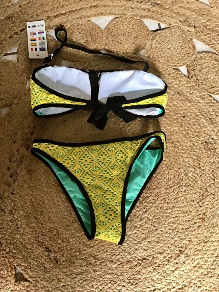 Joli maillot de bain de taille 36 coloris jaune et turquoise H.Nathalie - photo numéro 3