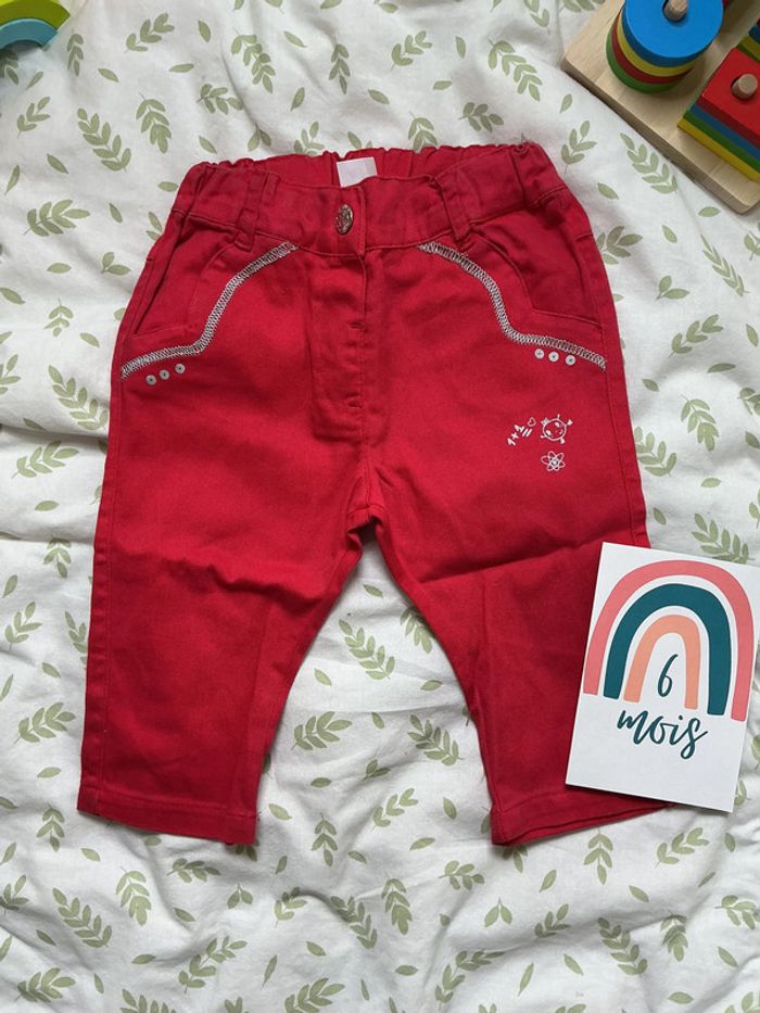 pantalon léger rose/rouge u tout petits taille réglable 6 mois - photo numéro 2