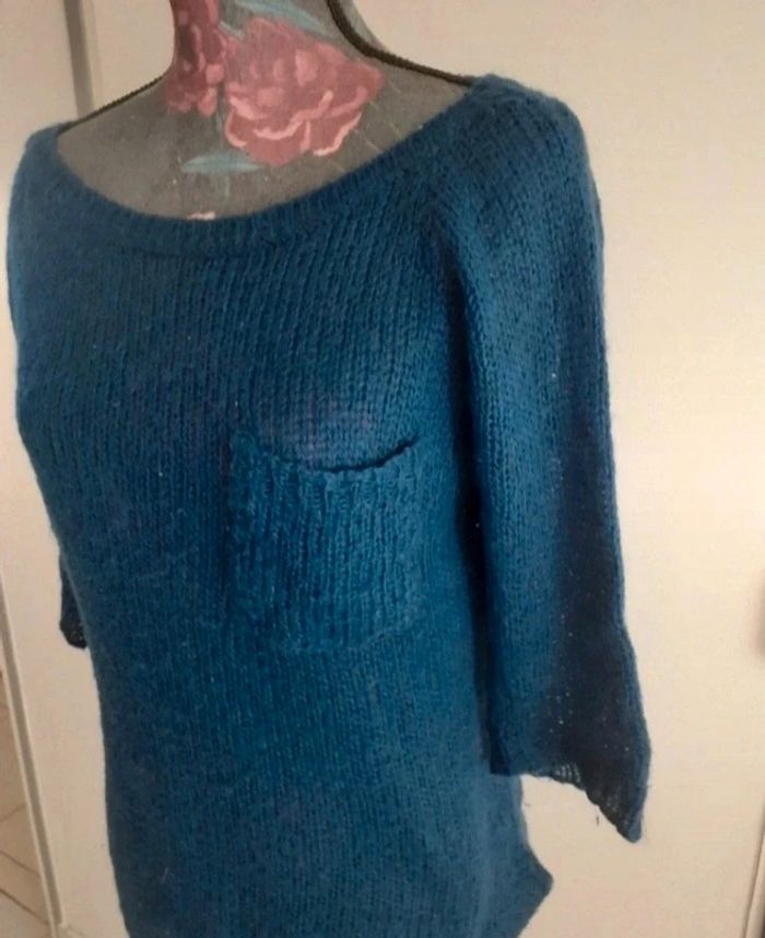 Pull bleu dur asymétrique M - photo numéro 2