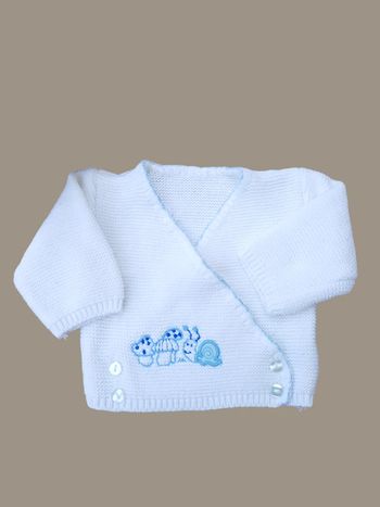 Gilet en maille blanche - T. 0 - 1 mois