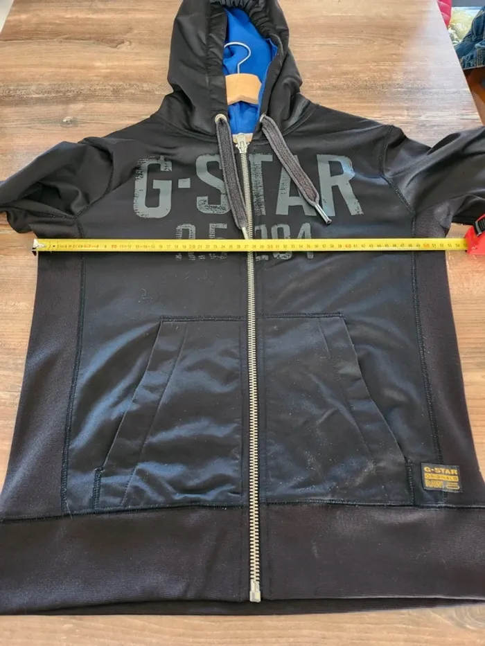 Veste gilet Gstar Raw à capuche taille M bon état noire et bleue - photo numéro 7