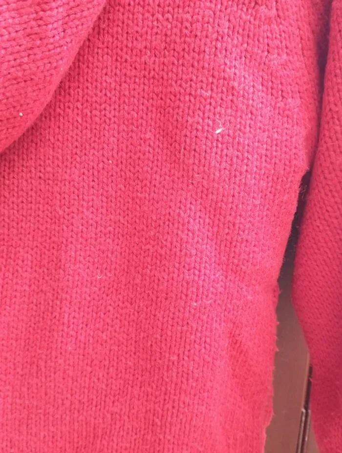 Gilet cardigan rouge doublé moumoute, 12 ans - photo numéro 3
