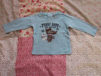 T-Shirt manches longues bleu turquoise 12 mois