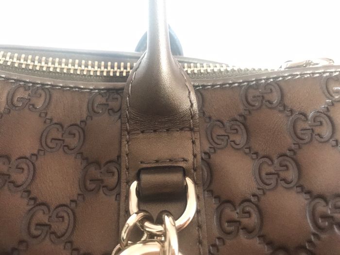 Sac cartable Gucci Guccissima en cuir marron gaufré, - photo numéro 7