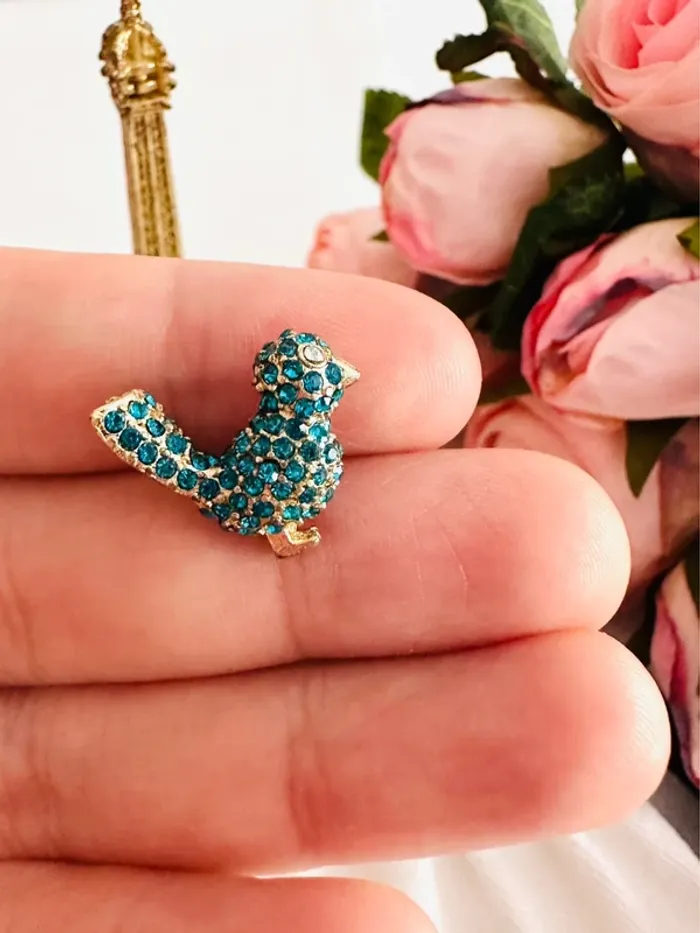 🐦Boucles d’oreilles oiseaux turquoise Betsey Johnson – Cristaux scintillants - photo numéro 5