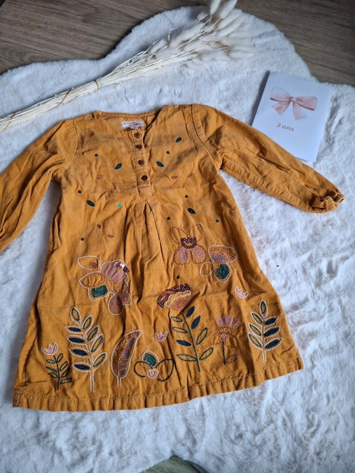 👧 3 ans - robe hiver manche longue moutarde DPAM