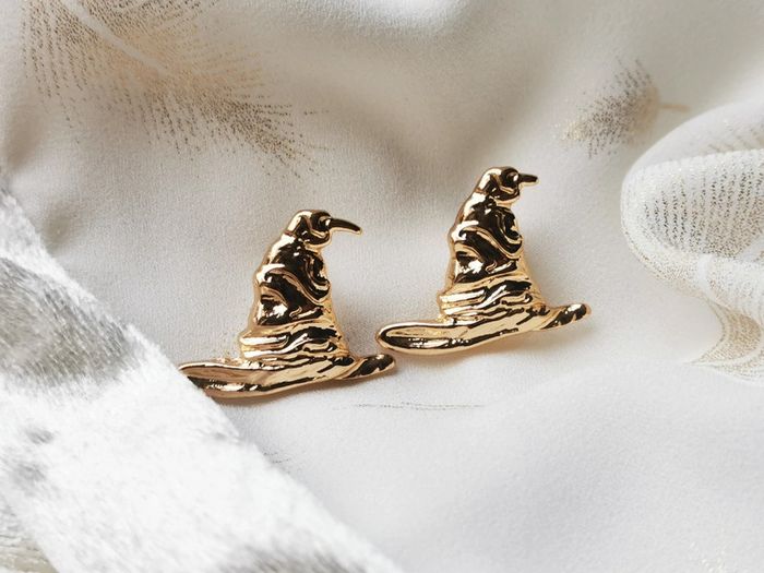 Paire de boucles d'oreilles dorées Choixpeau - photo numéro 2