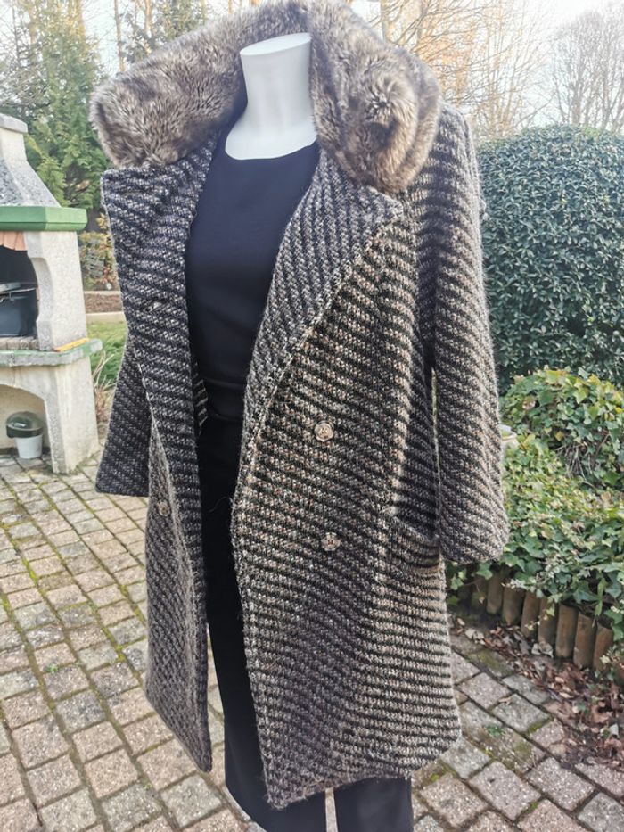 Manteau Zara knitwear col fausse fourrure - photo numéro 14