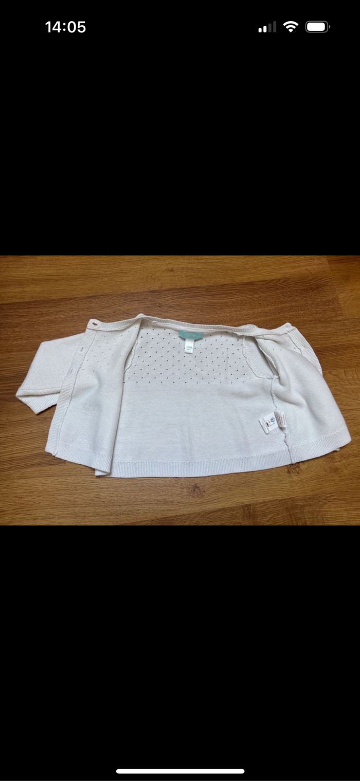 Gilet blanc bébé fille obaibi 12 mois - photo numéro 6