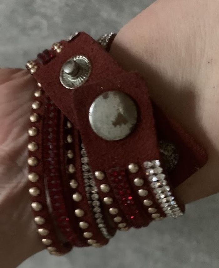 Bracelet multi rangs rouge - photo numéro 3