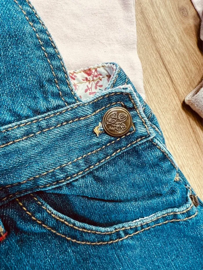 Taille 4 ans tenue 3 pièces fille Sergent major Kiabi rose pâle et bleu jean * fox * 🩷 - photo numéro 5