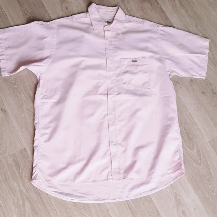 Chemise Lacoste manches courtes rose clair taille 41 - photo numéro 2
