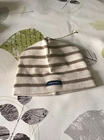 Bonnet mixte beige et marron en laine merino taille 3
