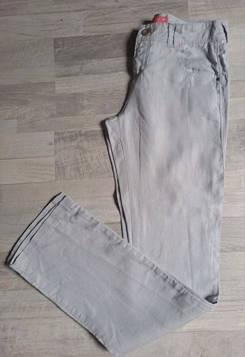 Pantalon détente bonobo taille 38 lin gris clair