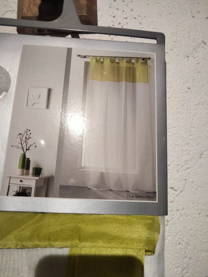 Voilage bicolore blanc/tilleul 140x240 - photo numéro 2