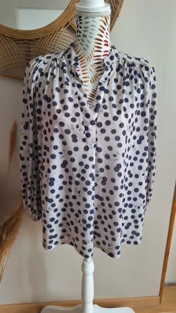 Blouse beige manches bouffantes 3/4 h&m 36/S