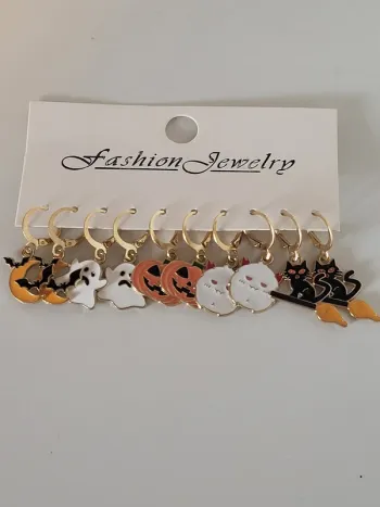 Lot de 5 boucles d'oreilles pendantes Halloween neuves