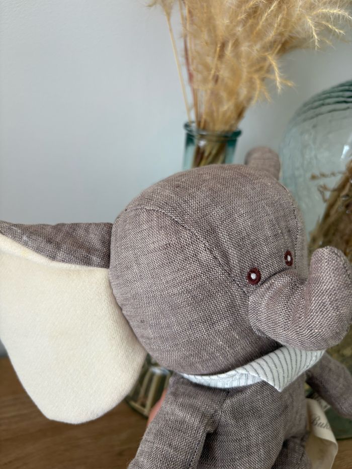 Peluche éléphant lin gris Abbas - photo numéro 8