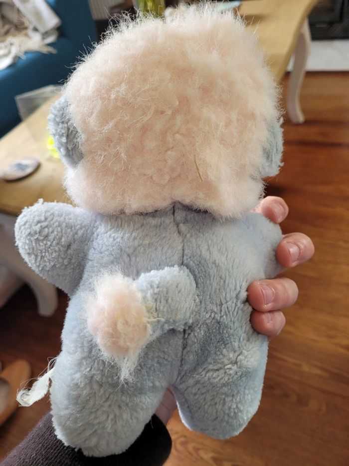 RARE Peluche Lion Boulgom 24cm Pouet (qui fonctionne) bleu blanc Made in France crinière - photo numéro 4