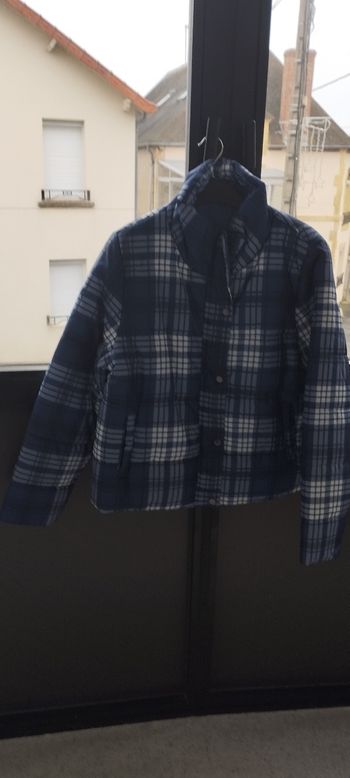 Blouson femme bleu a carreaux