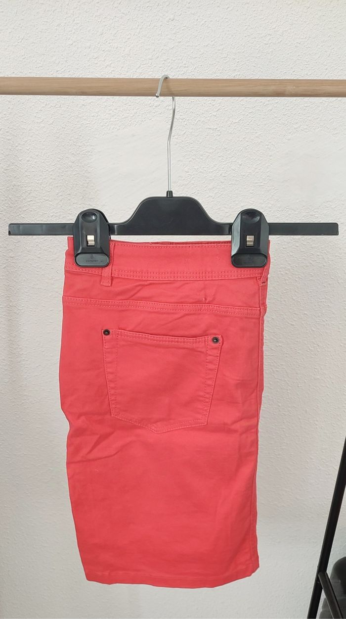 Jupe droite rose unie Camaïeu - Taille 42 - photo numéro 4