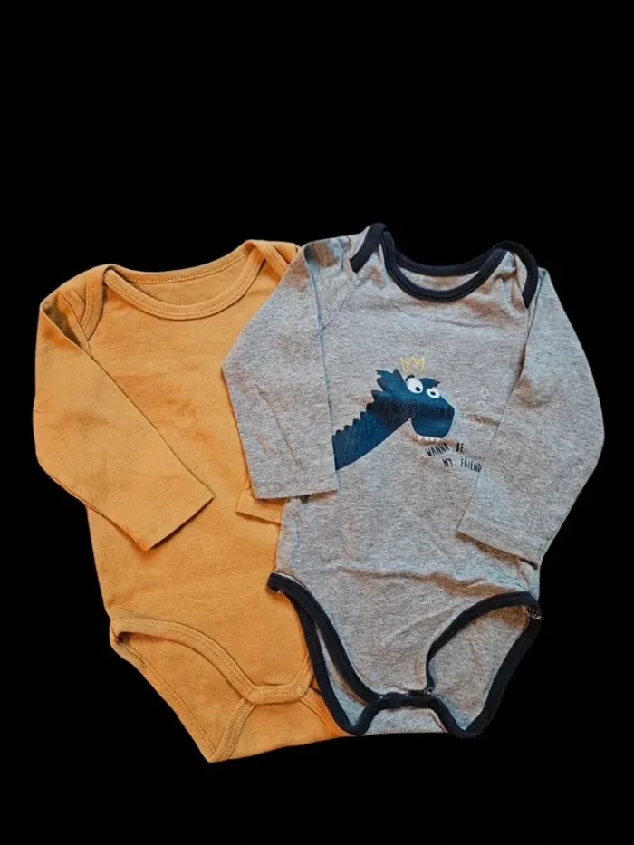 Lot de 2 bodies orchestra orange et gris - 12 mois - photo numéro 2