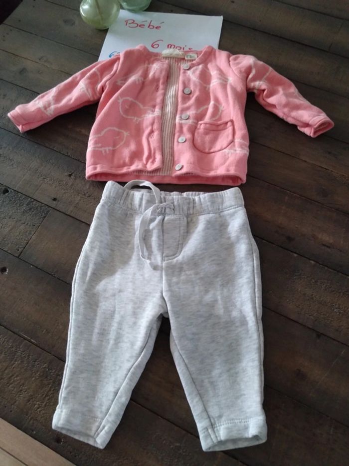 Ensemble pantalon de jogging et gilet lupilu bébé fille 6 mois