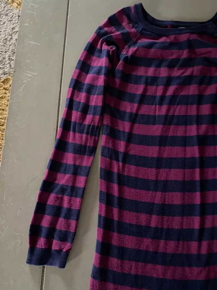 Robe maille à rayures violette/rose Okaidi 10 ans - photo numéro 3