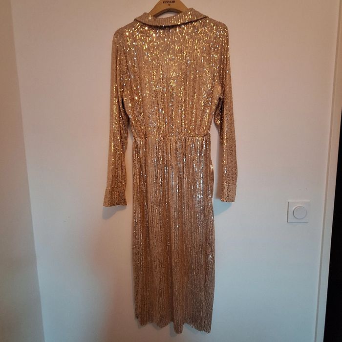 Robe chique avec paillettes beige taille unique - photo numéro 9