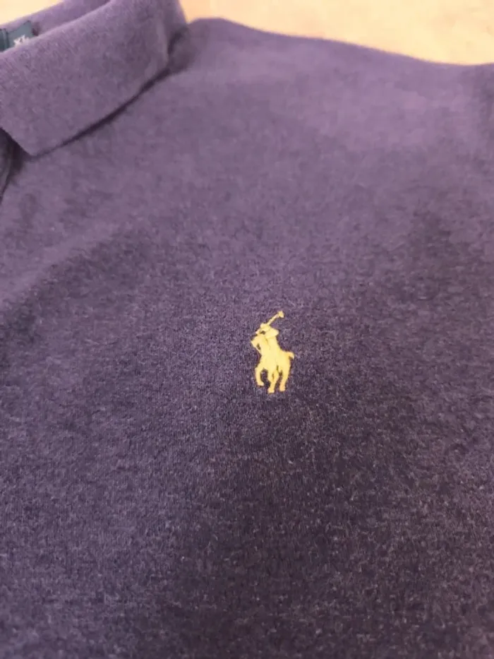 Polo Ralph Lauren homme taille XL violet logo jaune pima coton comme neuf - photo numéro 5