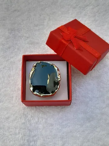 Grande bague ovale, pierre couleur noire,  taille 60