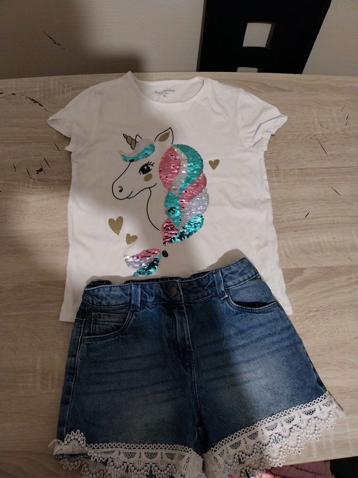 Chort et t-shirt ( suquin réversible ) 9/10ans - photo numéro 3
