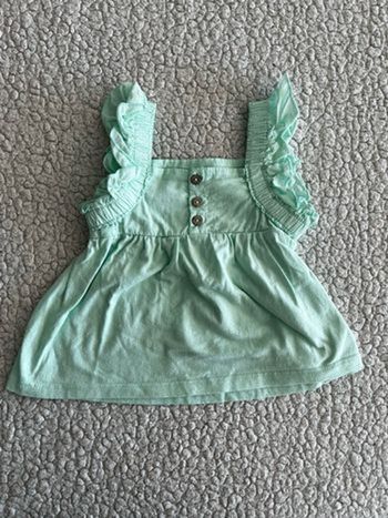 T shirt voile de coton vert d’eau Kiabi éco conception 6 mois