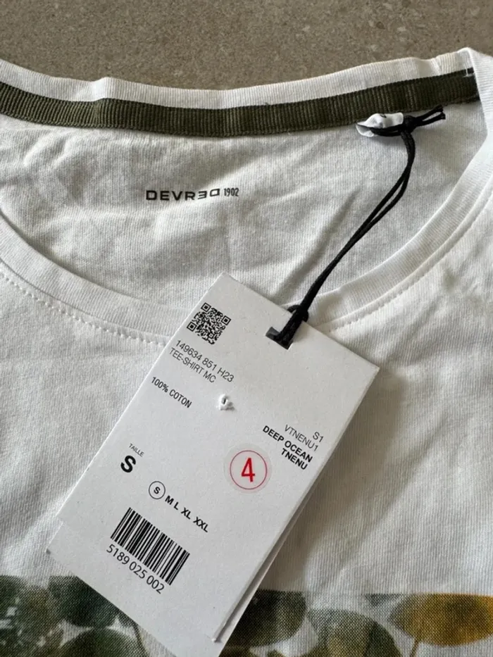 T-shirt blanc Devred, neuf, taille S, - photo numéro 2