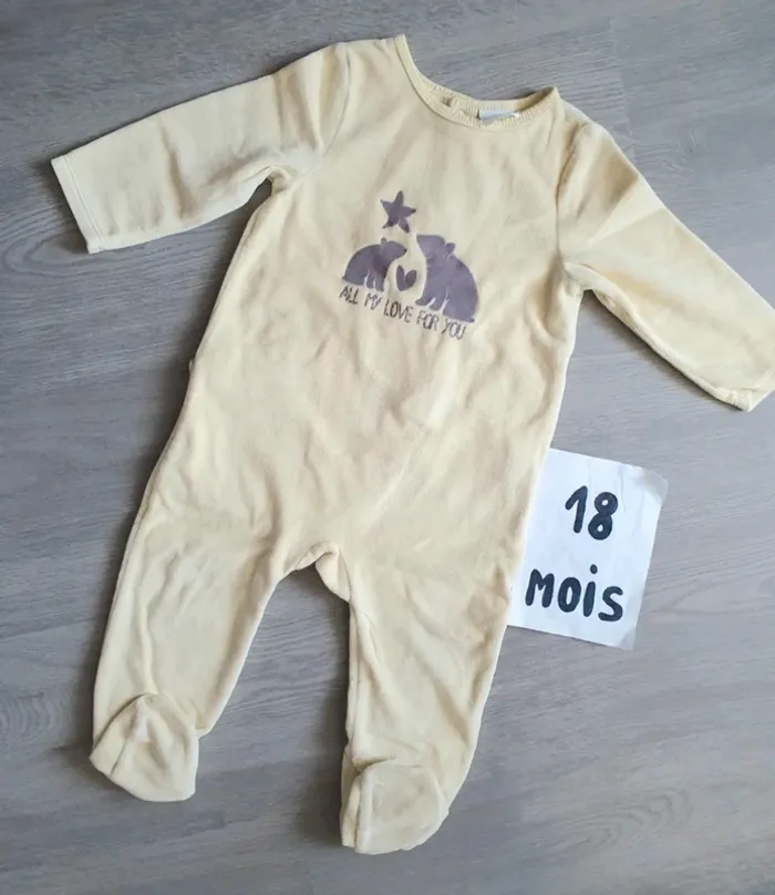 Pyjama 18mois jaune tao mixte 80cm - photo numéro 3