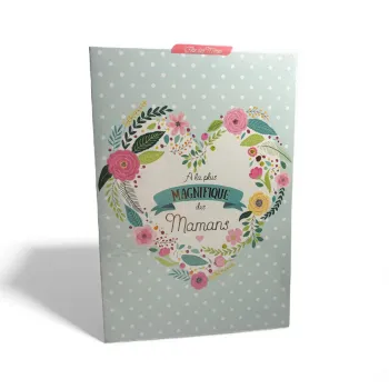 Carte "À la Plus Magnifique des Mamans" Tendances Éditions Motif Floral Coeur 17 x 11,7 cm Neuf 