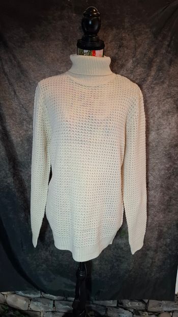 Pull col roulé maille ajourée beige crème Brave Soul
