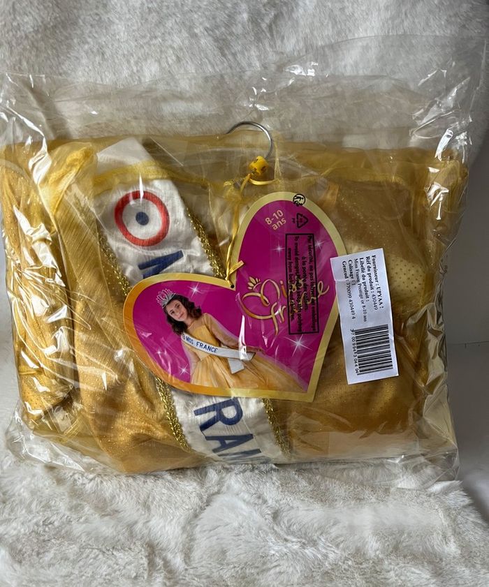 Robe Miss France Deluxe jaune Upyaa 8/10 ans sous housse avec cintre satin, Déguisement princesse - photo numéro 4