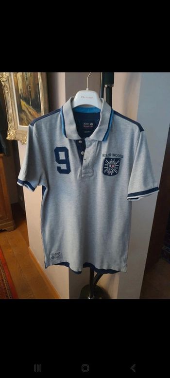 Polo River Woods Grise et bleu slim fit taille M