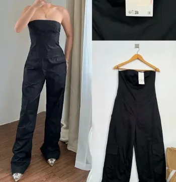 Combi cargo bustier noire T S Zara (petit accroc)
