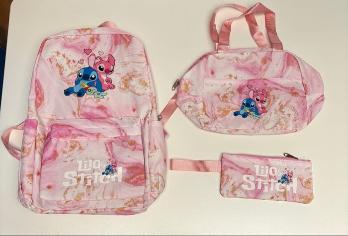 Ensemble sac à dos grande capacité 3 pièces Stitch sac à dos, sac à collations et plumier assortis NEUF - photo numéro 5