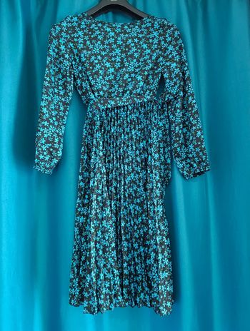 Robe longue noire fleurs bleu neuve taille M