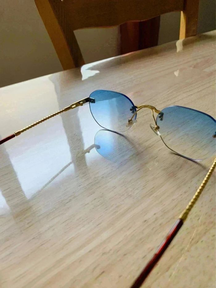 Lunettes de soleil bleu/doré - photo numéro 3