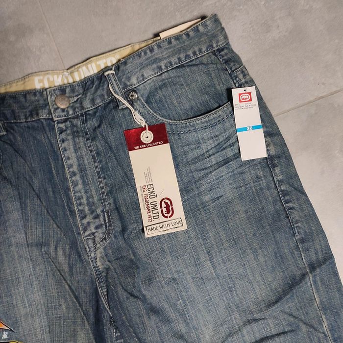 Bermuda large baggy jeans short hip-hop streetwear graffiti y2k vintage Ecko unltd taille 38us 46eu - photo numéro 10
